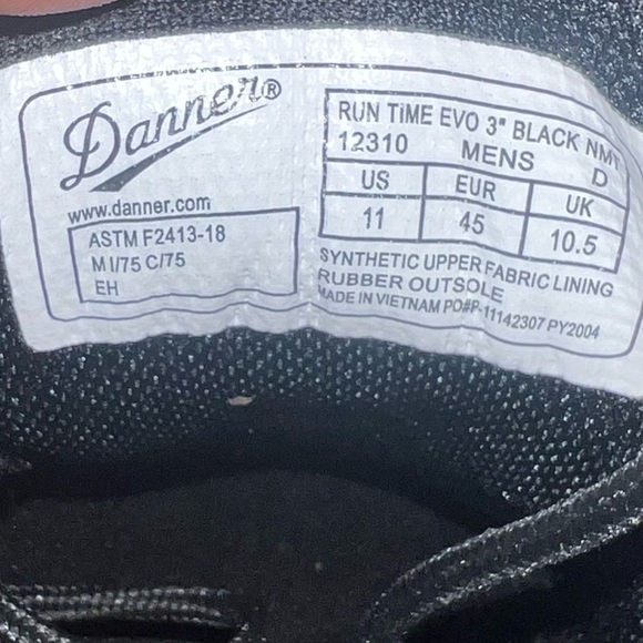 Danner Run Time EVO Black Composite Toe 3” NMT men’s size 11 Work Shoes - Picture 7 of 7